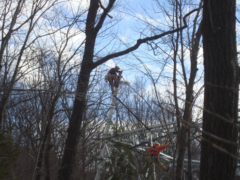 March 24 - at work on the tower shown in the previous photo.